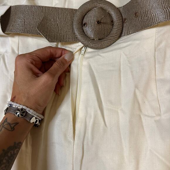 VNTG Positive Influence Cream/Brown Western Style Belted Short Sleeve Dress- S - Picture 11 of 14